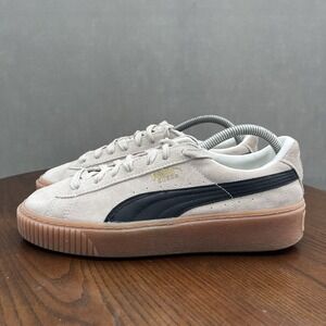 Puma Suede Shoes Women's 9 White Black Platform‎ Core Whisper Sneakers 363559-01